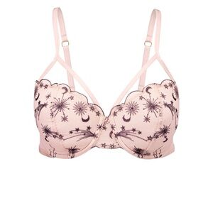 NWT Adore Me 32C Light Pink Embroidered Star & Moon Underwire Bra